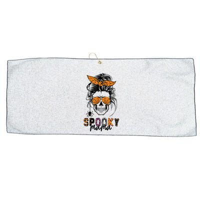 Spooky Mama Skull Halloween S Messy Bun Witch Funny Gift Large Microfiber Waffle Golf Towel