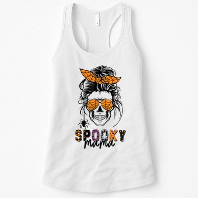 Spooky Mama Skull Halloween S Messy Bun Witch Funny Gift Womens Tank Top