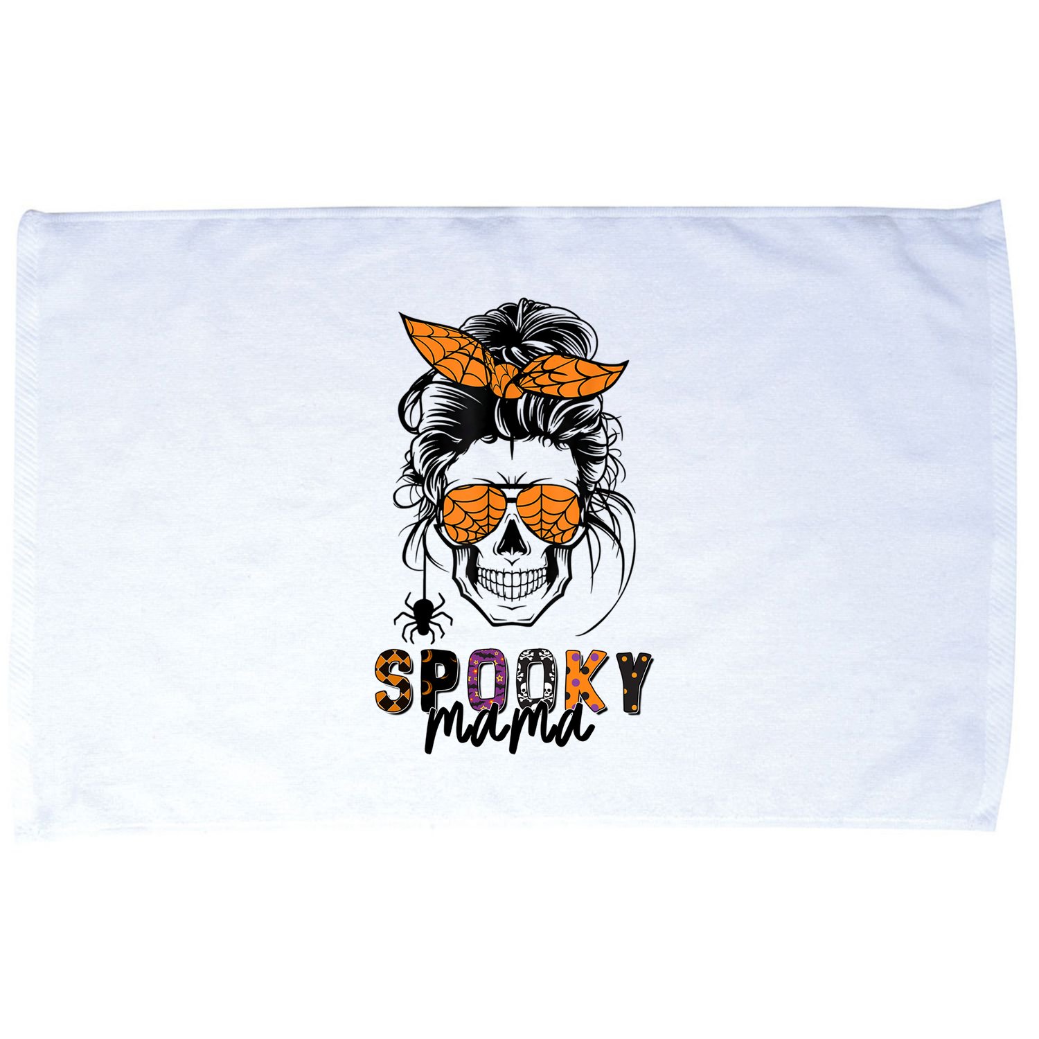 Spooky Mama Skull Halloween S Messy Bun Witch Funny Gift Microfiber Hand Towel