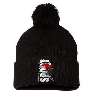 Skiers, Mountains, Skiing, Alpine Winter Sports Premium Pom Pom 12in Knit Beanie