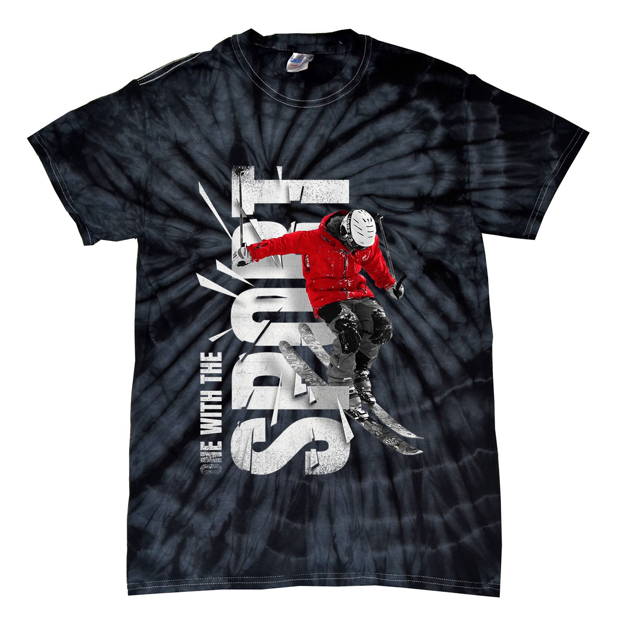 Skiers, Mountains, Skiing, Alpine Winter Sports Premium Tie-Dye T-Shirt