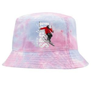 Skiers, Mountains, Skiing, Alpine Winter Sports Premium Tie-Dyed Bucket Hat