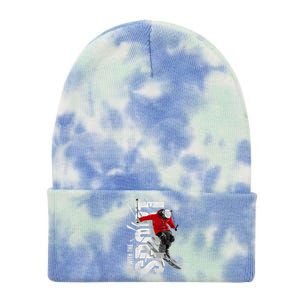 Skiers, Mountains, Skiing, Alpine Winter Sports Premium Tie Dye 12in Knit Beanie