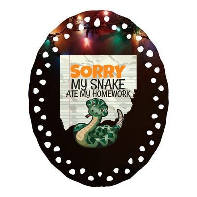 Sorry My Snake Ate My Homework Teacher School Ceramic Oval Ornament