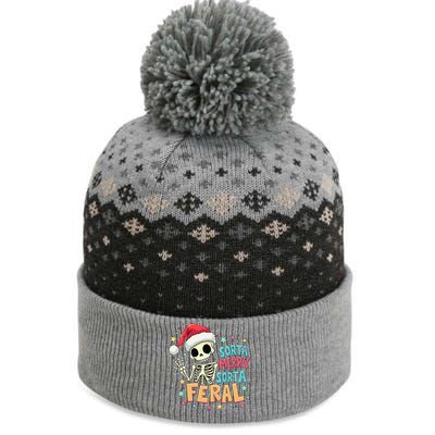 Sorta Merry Sorta Scary Funny Christmas Skeleton The Baniff Cuffed Pom Beanie