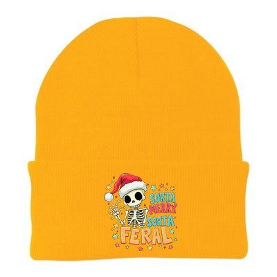 Sorta Merry Sorta Scary Funny Christmas Skeleton Knit Cap Winter Beanie