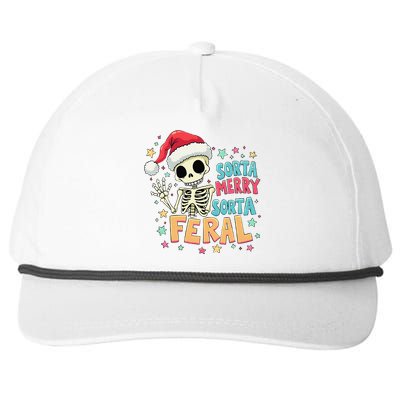 Sorta Merry Sorta Scary Funny Christmas Skeleton Snapback Five-Panel Rope Hat