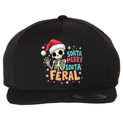 Sorta Merry Sorta Scary Funny Christmas Skeleton Wool Snapback Cap