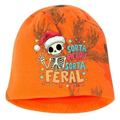 Sorta Merry Sorta Scary Funny Christmas Skeleton Kati - Camo Knit Beanie