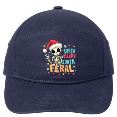 Sorta Merry Sorta Scary Funny Christmas Skeleton 7-Panel Snapback Hat