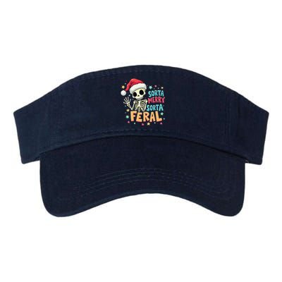 Sorta Merry Sorta Scary Funny Christmas Skeleton Valucap Bio-Washed Visor