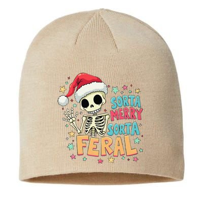 Sorta Merry Sorta Scary Funny Christmas Skeleton Sustainable Beanie