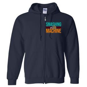 Smashing Machine Shuttlecock Retro Birdie Badminton Full Zip Hoodie