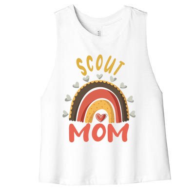 Scout Mom Scouting Gear Cub Camping Lover Great Gift Women's Racerback Cropped Tank