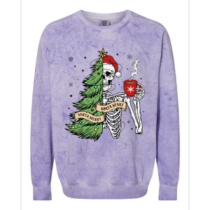 Sorta Merry Sorta Scary Skeleton Snow Christmas Tree Xmas Colorblast Crewneck Sweatshirt