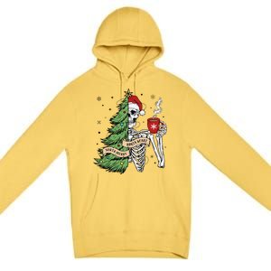 Sorta Merry Sorta Scary Skeleton Snow Christmas Tree Xmas Premium Pullover Hoodie