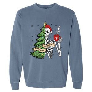 Sorta Merry Sorta Scary Skeleton Snow Christmas Tree Xmas Garment-Dyed Sweatshirt