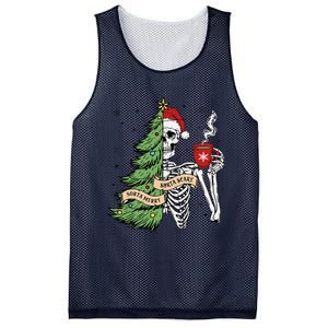 Sorta Merry Sorta Scary Skeleton Snow Christmas Tree Xmas Mesh Reversible Basketball Jersey Tank