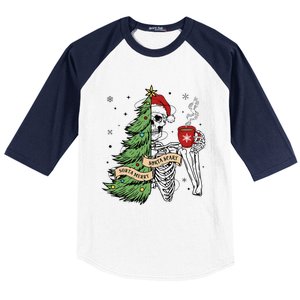 Sorta Merry Sorta Scary Skeleton Snow Christmas Tree Xmas Baseball Sleeve Shirt