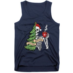 Sorta Merry Sorta Scary Skeleton Snow Christmas Tree Xmas Tank Top