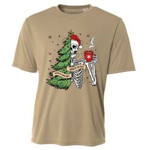 Sorta Merry Sorta Scary Skeleton Snow Christmas Tree Xmas Cooling Performance Crew T-Shirt