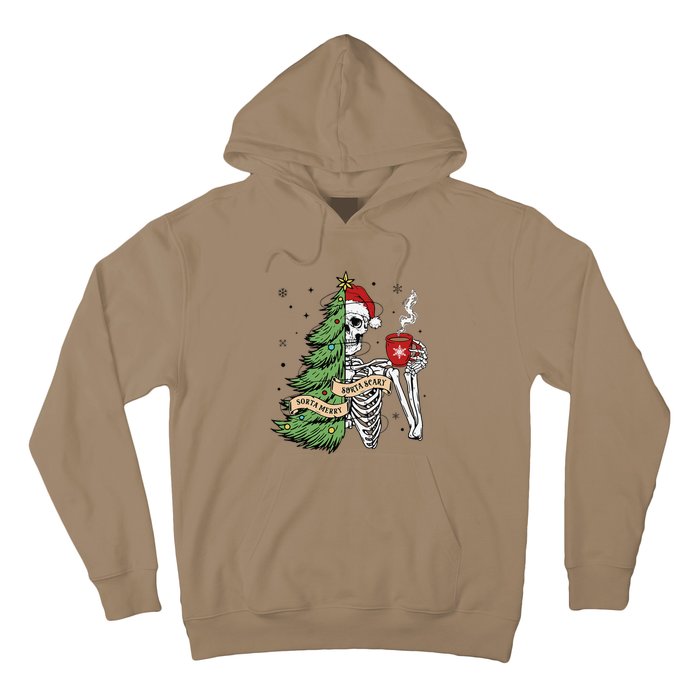 Sorta Merry Sorta Scary Skeleton Snow Christmas Tree Xmas Hoodie