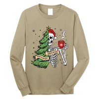 Sorta Merry Sorta Scary Skeleton Snow Christmas Tree Xmas Long Sleeve Shirt