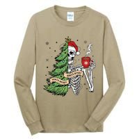 Sorta Merry Sorta Scary Skeleton Snow Christmas Tree Xmas Tall Long Sleeve T-Shirt