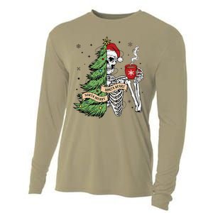 Sorta Merry Sorta Scary Skeleton Snow Christmas Tree Xmas Cooling Performance Long Sleeve Crew