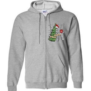 Sorta Merry Sorta Scary Skeleton Snow Christmas Tree Xmas Full Zip Hoodie