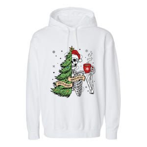 Sorta Merry Sorta Scary Skeleton Snow Christmas Tree Xmas Garment-Dyed Fleece Hoodie