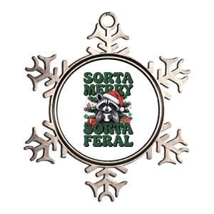 Sorta Merry Sorta Feral Funny Christmas Raccoon Holiday Metallic Star Ornament