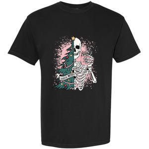 Sorta Merry Sorta Scary Funny Christmas Skeleton Bleached  Garment-Dyed Heavyweight T-Shirt