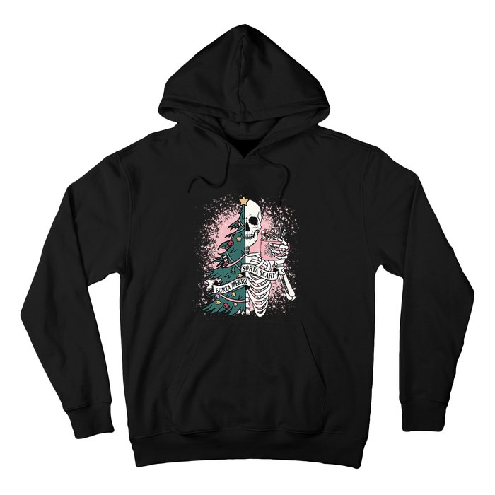 Sorta Merry Sorta Scary Funny Christmas Skeleton Bleached  Hoodie