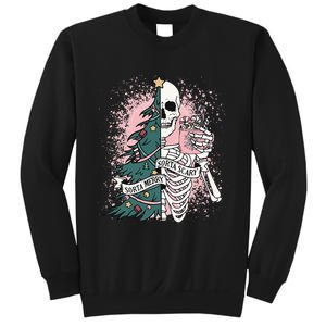 Sorta Merry Sorta Scary Funny Christmas Skeleton Bleached  Sweatshirt