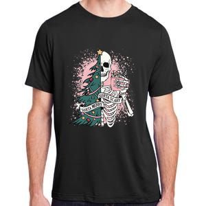 Sorta Merry Sorta Scary Funny Christmas Skeleton Bleached  Adult ChromaSoft Performance T-Shirt