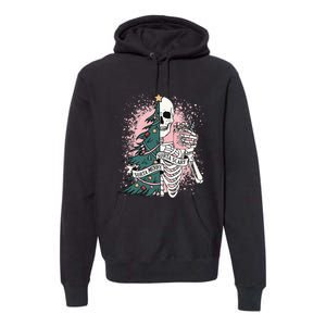 Sorta Merry Sorta Scary Funny Christmas Skeleton Bleached  Premium Hoodie