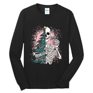 Sorta Merry Sorta Scary Funny Christmas Skeleton Bleached  Tall Long Sleeve T-Shirt