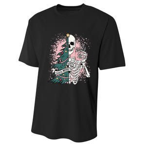 Sorta Merry Sorta Scary Funny Christmas Skeleton Bleached  Performance Sprint T-Shirt