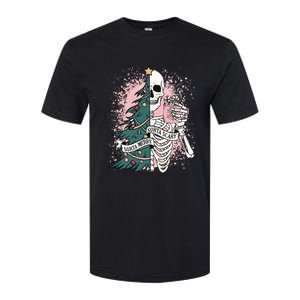 Sorta Merry Sorta Scary Funny Christmas Skeleton Bleached  Softstyle CVC T-Shirt