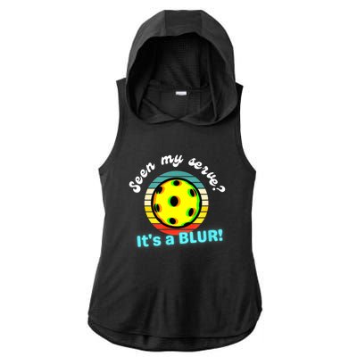 Seen My Serve It's A Blur Pickleball Ladies PosiCharge Tri-Blend Wicking Draft Hoodie Tank