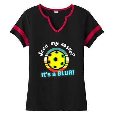 Seen My Serve It's A Blur Pickleball Ladies Halftime Notch Neck Tee