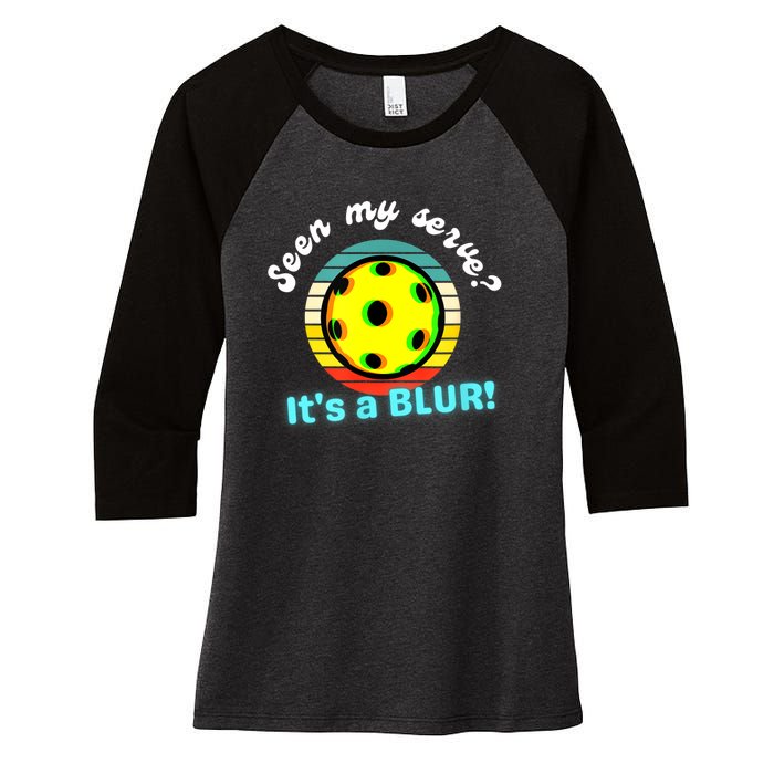 Seen My Serve It's A Blur Pickleball Women's Tri-Blend 3/4-Sleeve Raglan Shirt