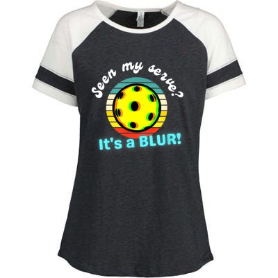 Seen My Serve It's A Blur Pickleball Enza Ladies Jersey Colorblock Tee