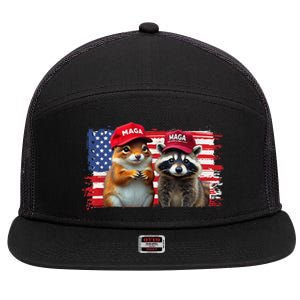 Social Media Star Peanut The Squirrel & Fred The Raccoon 7 Panel Mesh Trucker Snapback Hat