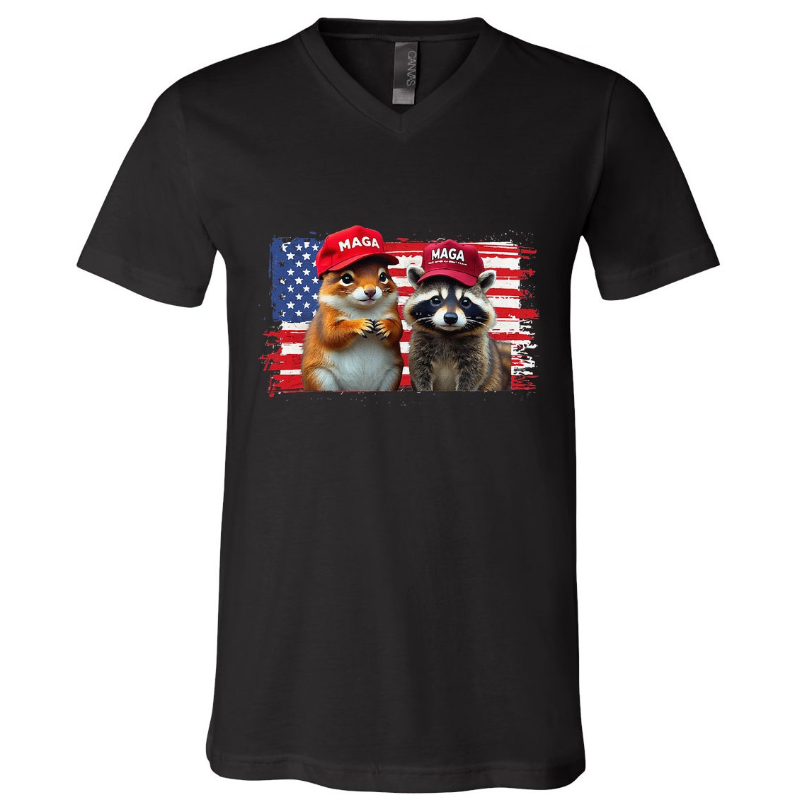 Social Media Star Peanut The Squirrel & Fred The Raccoon V-Neck T-Shirt