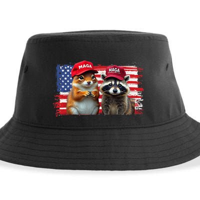 Social Media Star Peanut The Squirrel & Fred The Raccoon Sustainable Bucket Hat