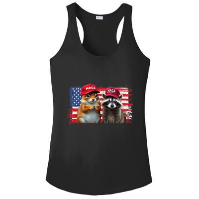 Social Media Star Peanut The Squirrel & Fred The Raccoon Ladies PosiCharge Competitor Racerback Tank