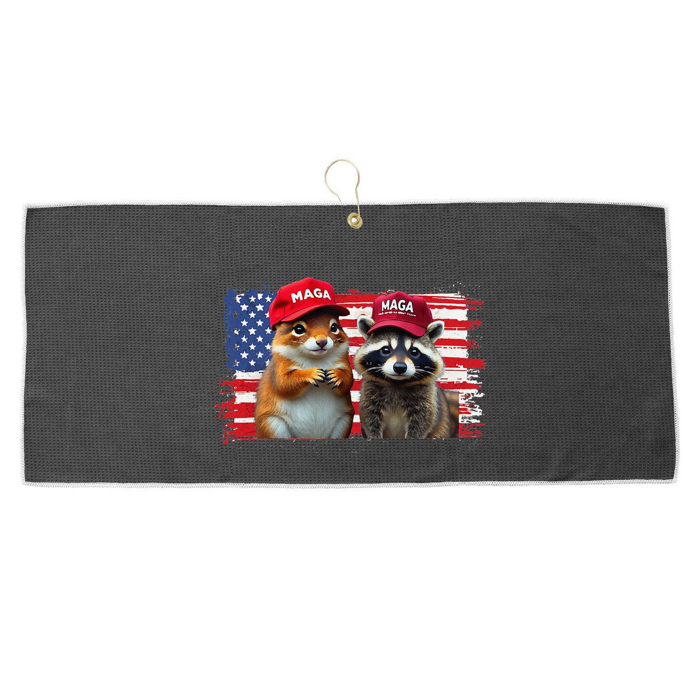 Social Media Star Peanut The Squirrel & Fred The Raccoon Large Microfiber Waffle Golf Towel