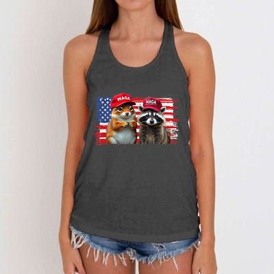 Social Media Star Peanut The Squirrel & Fred The Raccoon Women's Knotted Racerback Tank